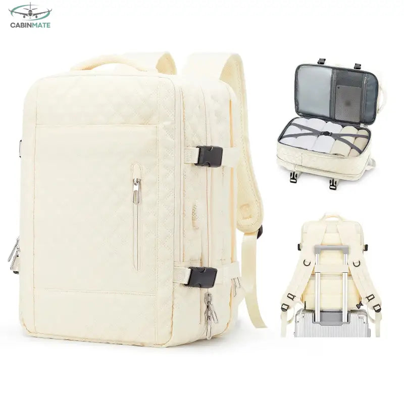 Sac à Dos Cabine Avion 45x36x20 - Voyager Smart Beige