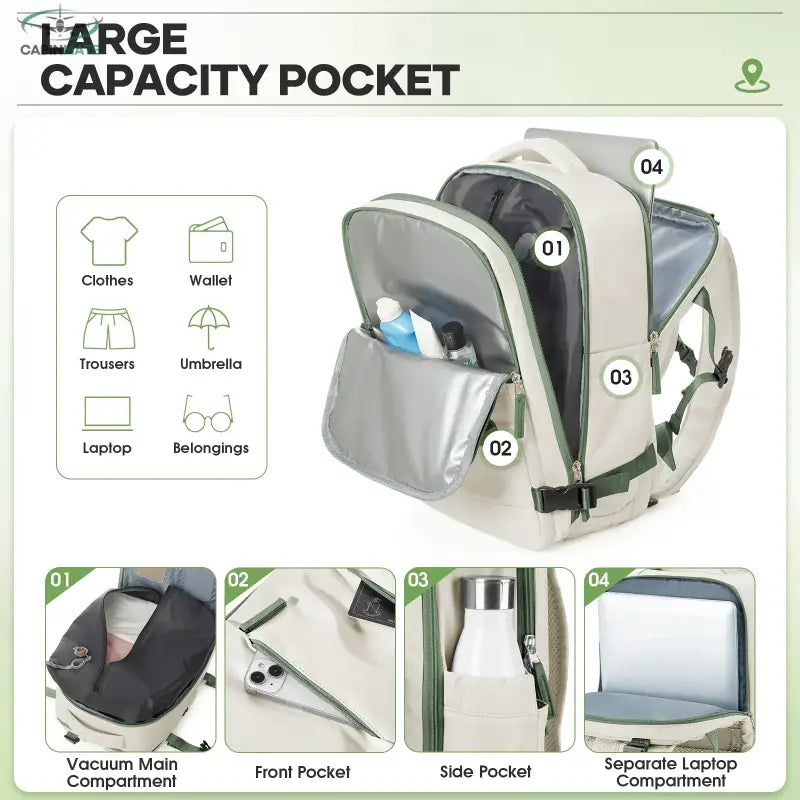 Sac à Dos de Voyage Cabine pour Homme Beige