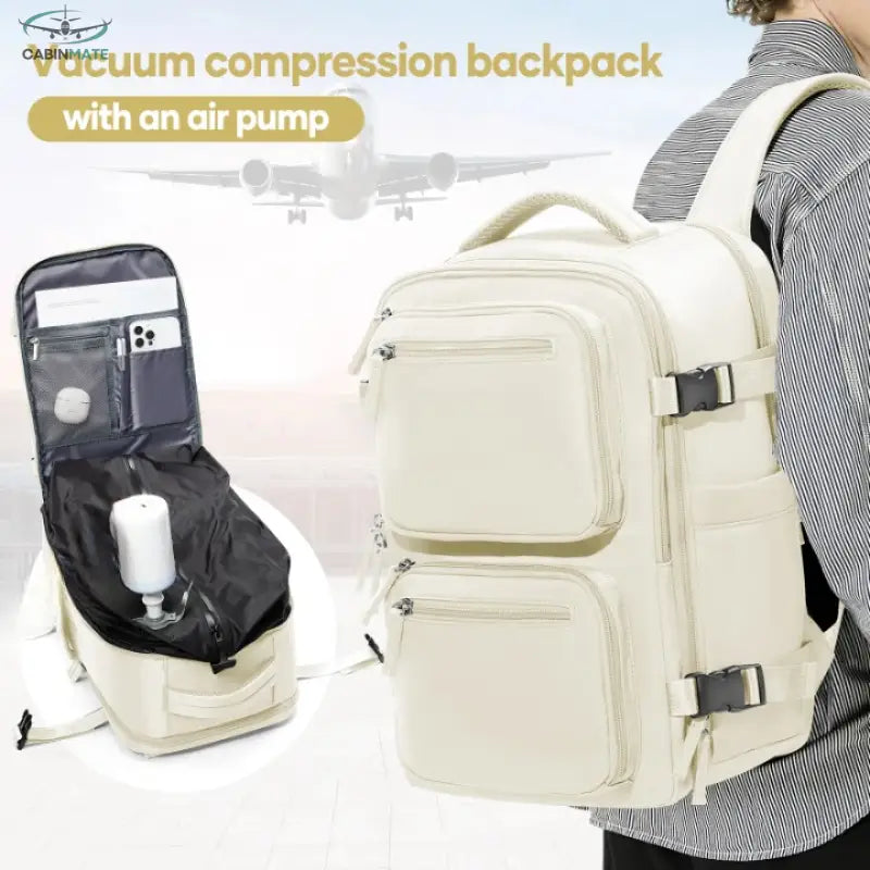 Sac à Dos Voyage Femme pour Avion Beige