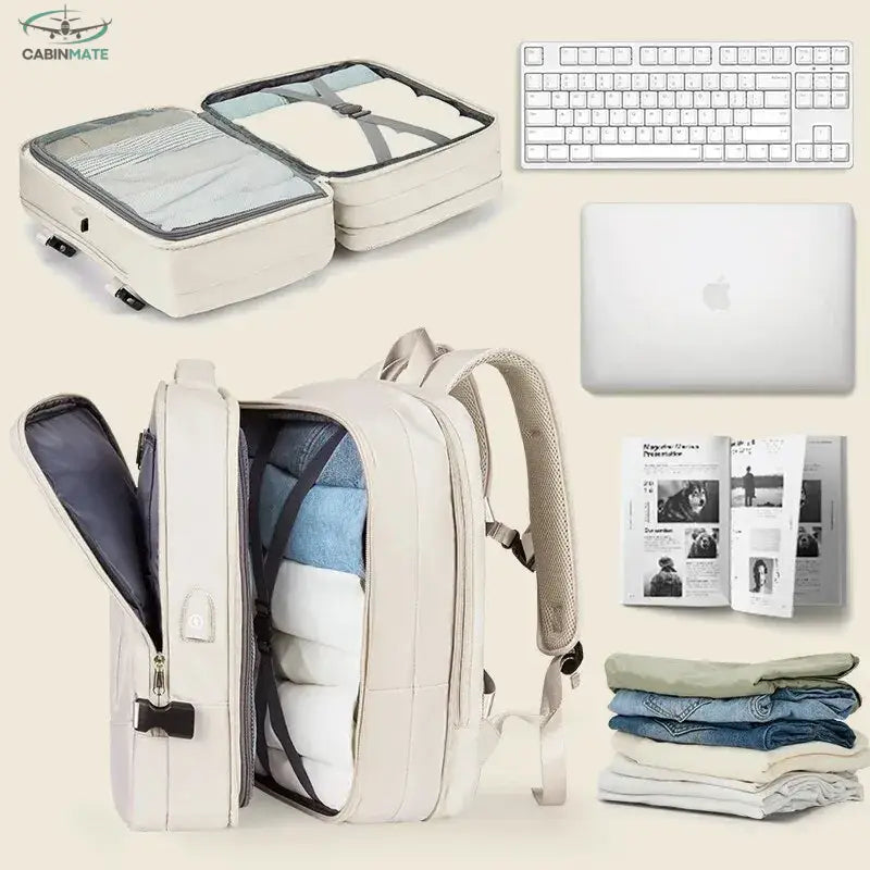 Sac de Voyage Cabine 45x36x20 - Édition Voyage & Co. Beige