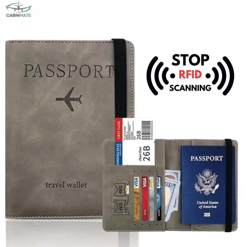 Protège passport sécurité RFID Gris