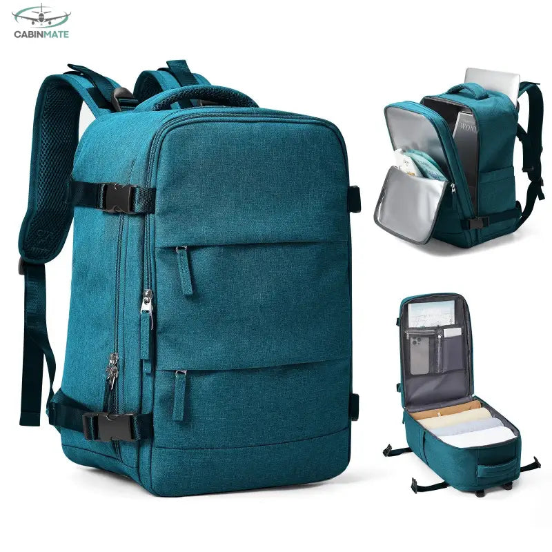 Sac à dos cabine avion 40x20x25 - Édition Voyageurs Bleu hulan