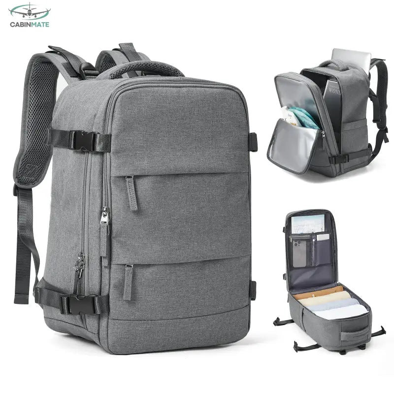 Sac à dos cabine avion 40x20x25 - Édition Voyageurs Gris