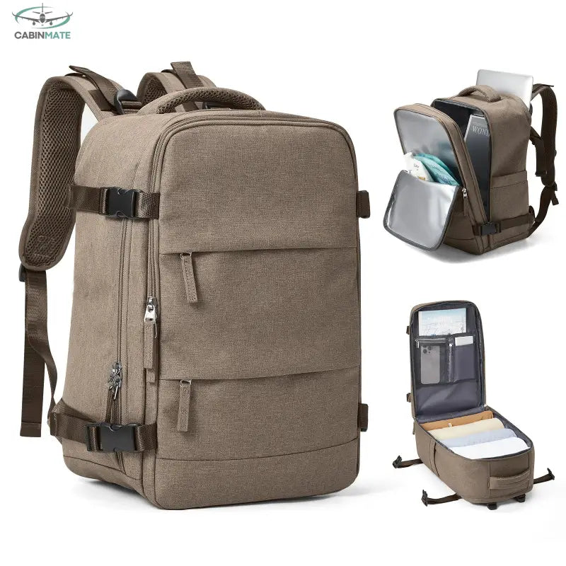 Sac à dos cabine avion 40x20x25 - Édition Voyageurs Marron
