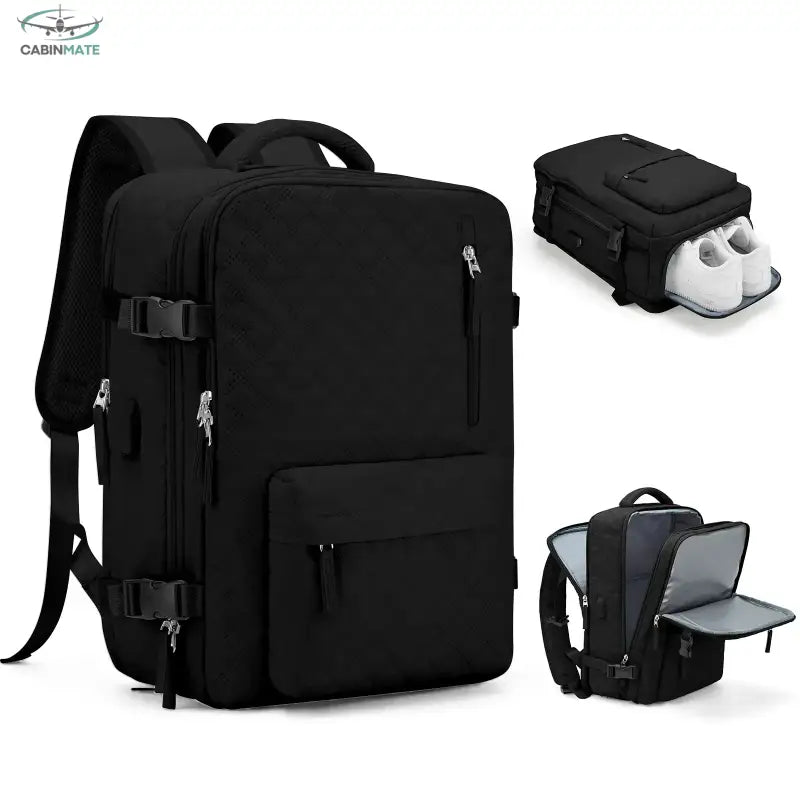 Sac à Dos Cabine Avion 40x30x20 - Voyagez Léger & Malin Noir