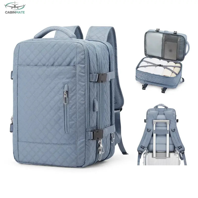 Sac à Dos Cabine Avion 45x36x20 - Voyager Smart Bleu
