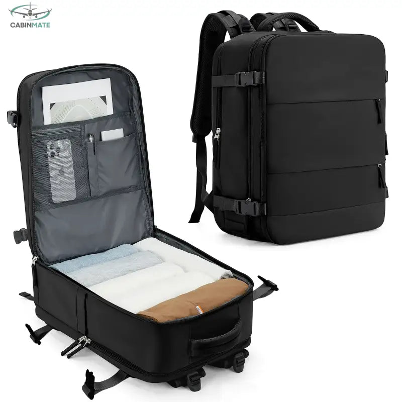 Sac Cabine Avion 40x20x25 - Voyagez en Toute Sérénité Noir